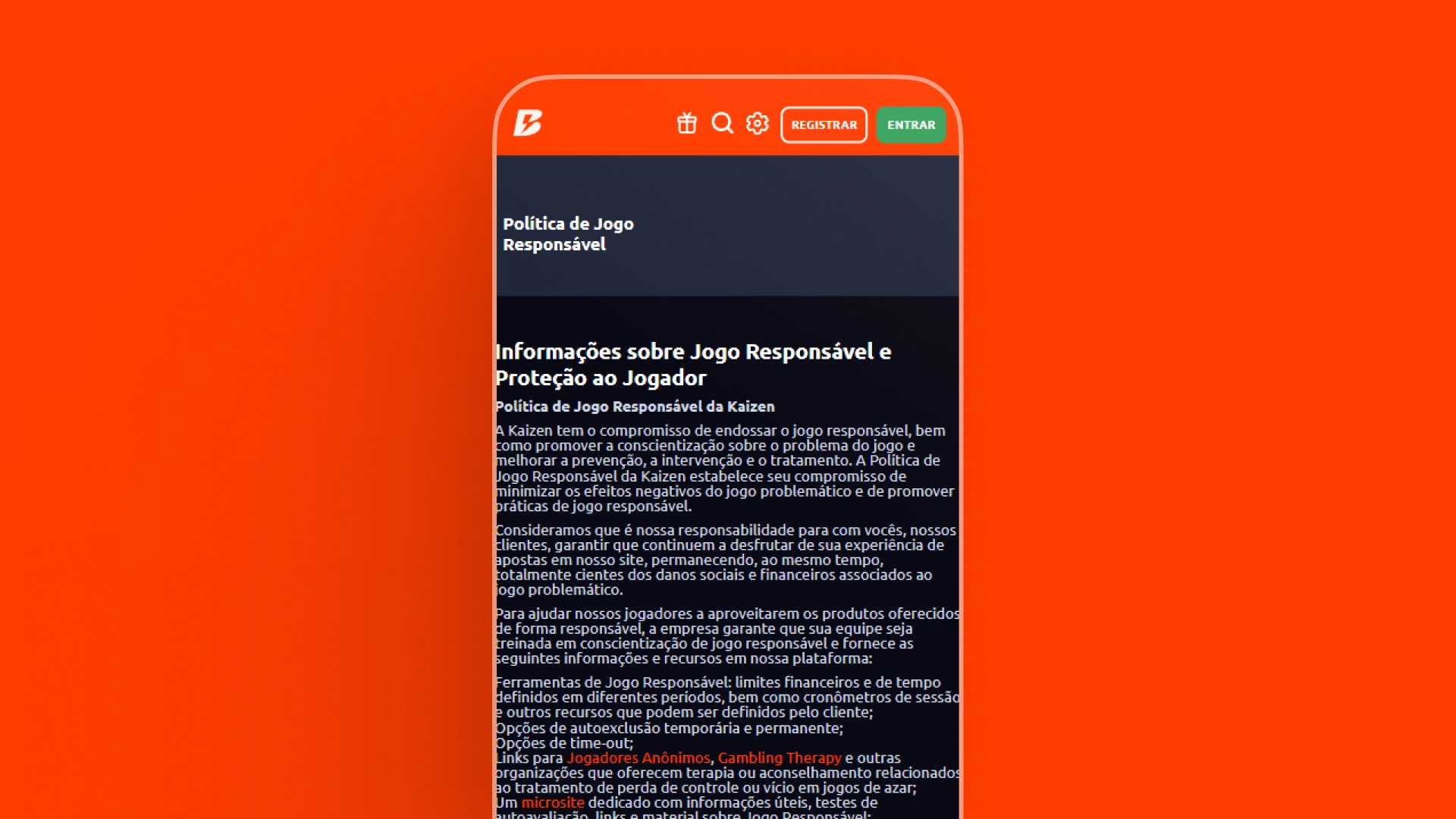 screenshot recursos de segurança betano