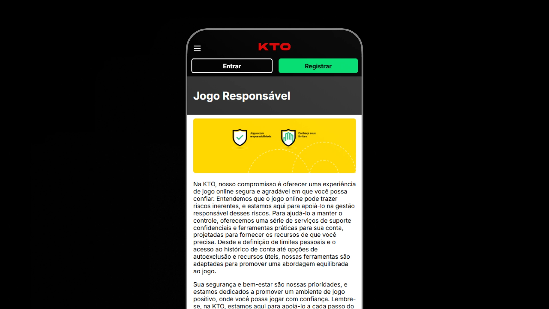 screenshot recursos de segurança kto