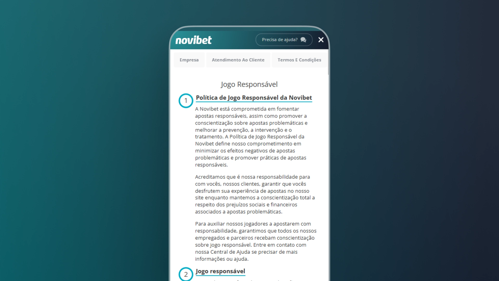 screenshot recursos de segurança novibet