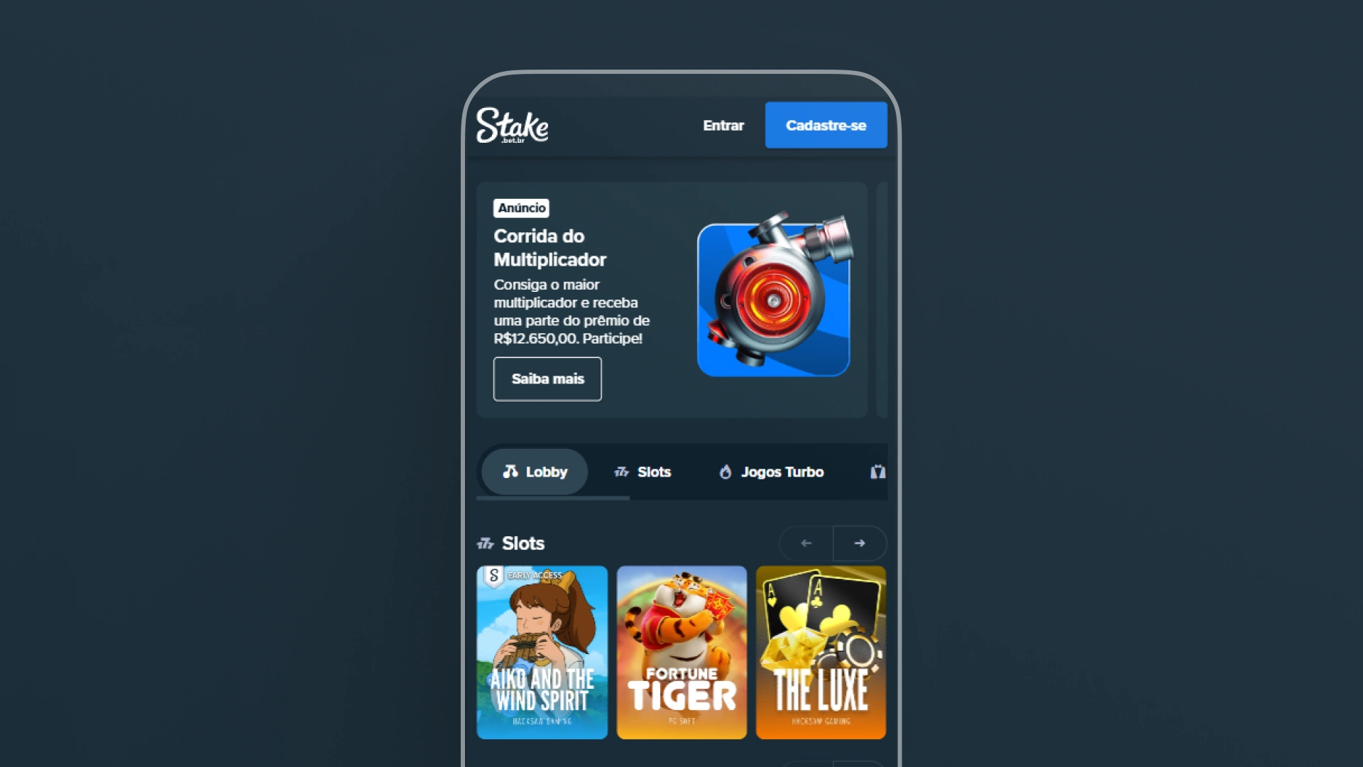 screenshot site ou app oficial Stake