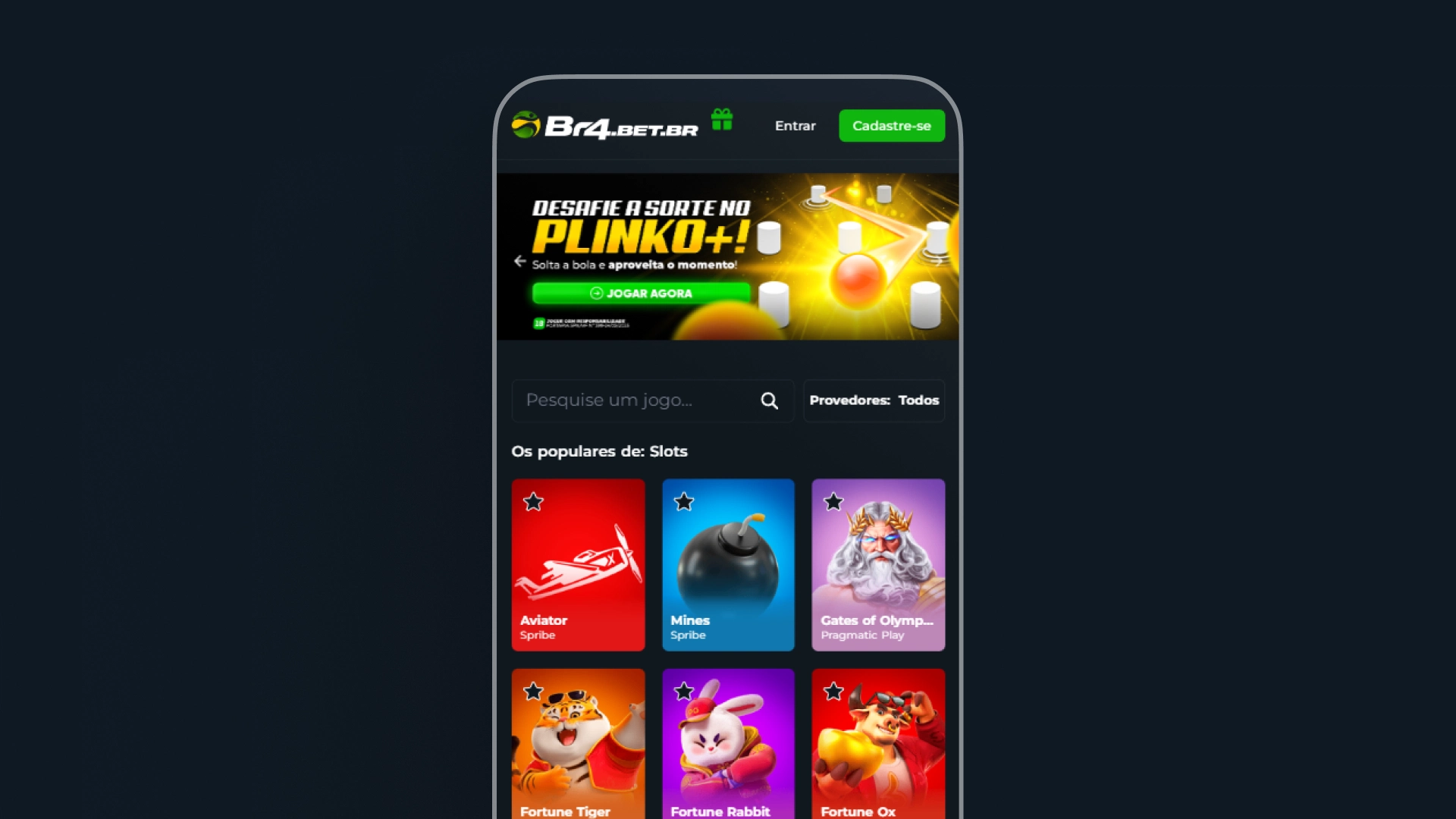 screenshot site ou app oficial br4bet