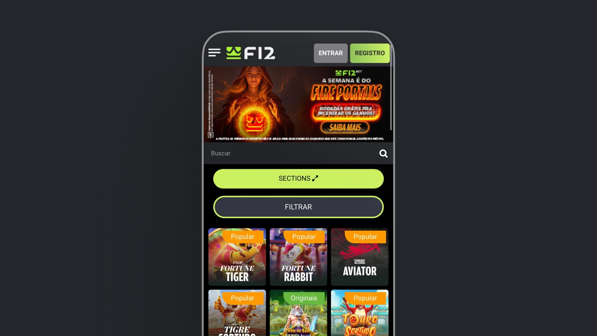 screenshot site ou app oficial f12