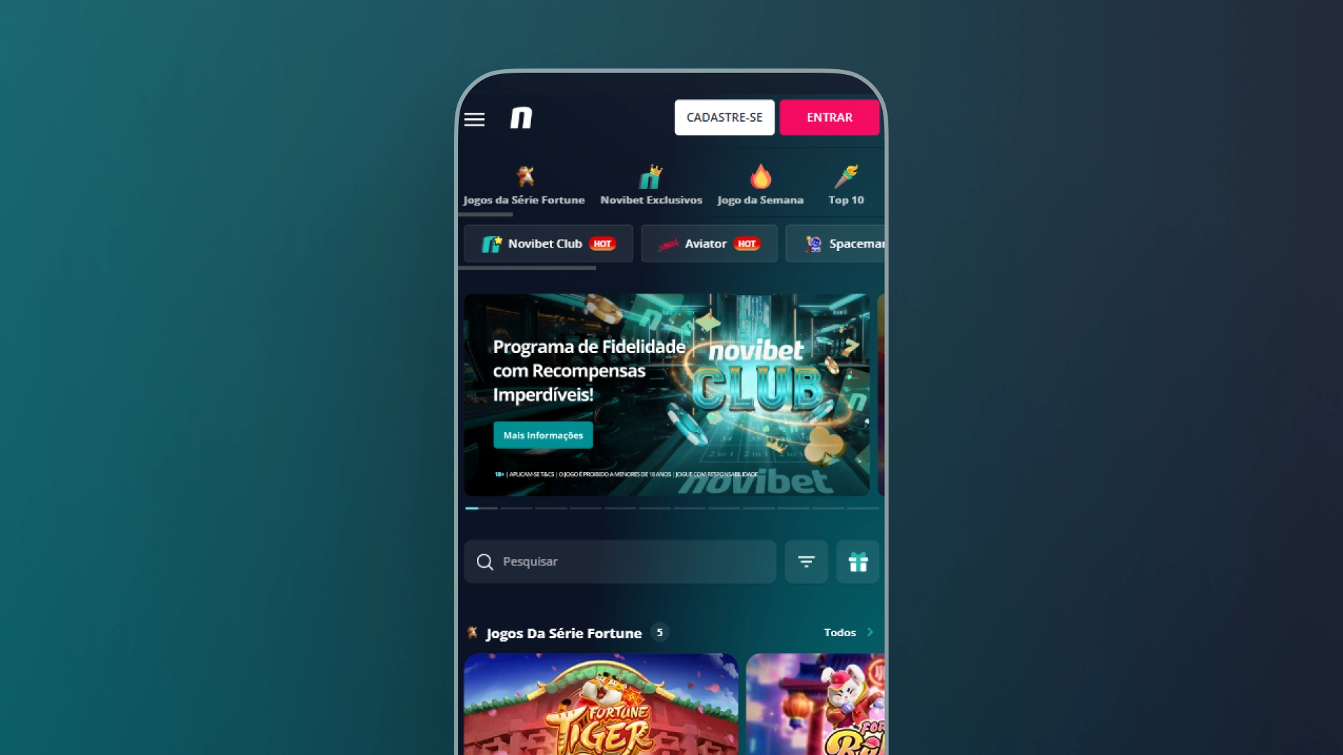 screenshot site ou app oficial novibet