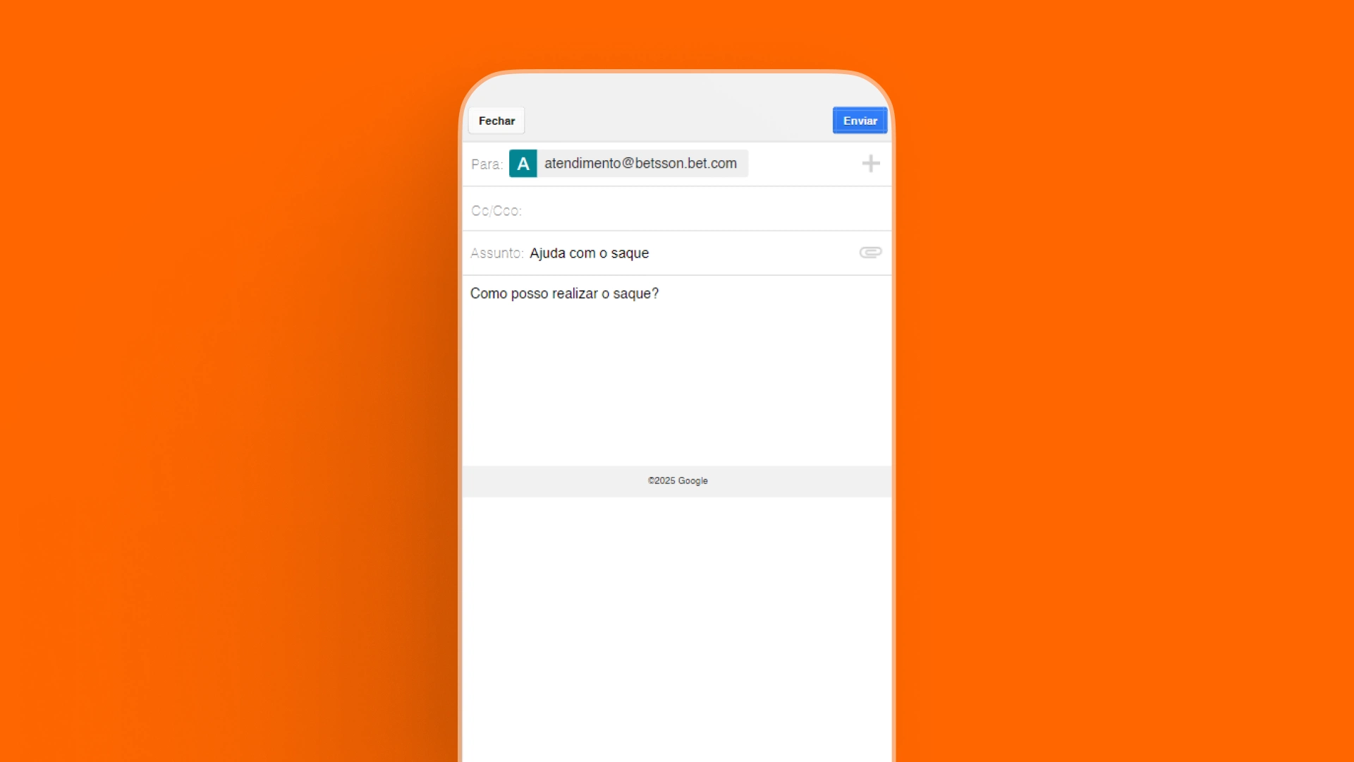 screenshot suporte email betsson