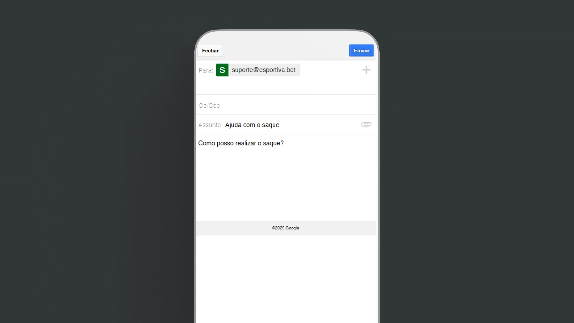 screenshot suporte email esportivabet