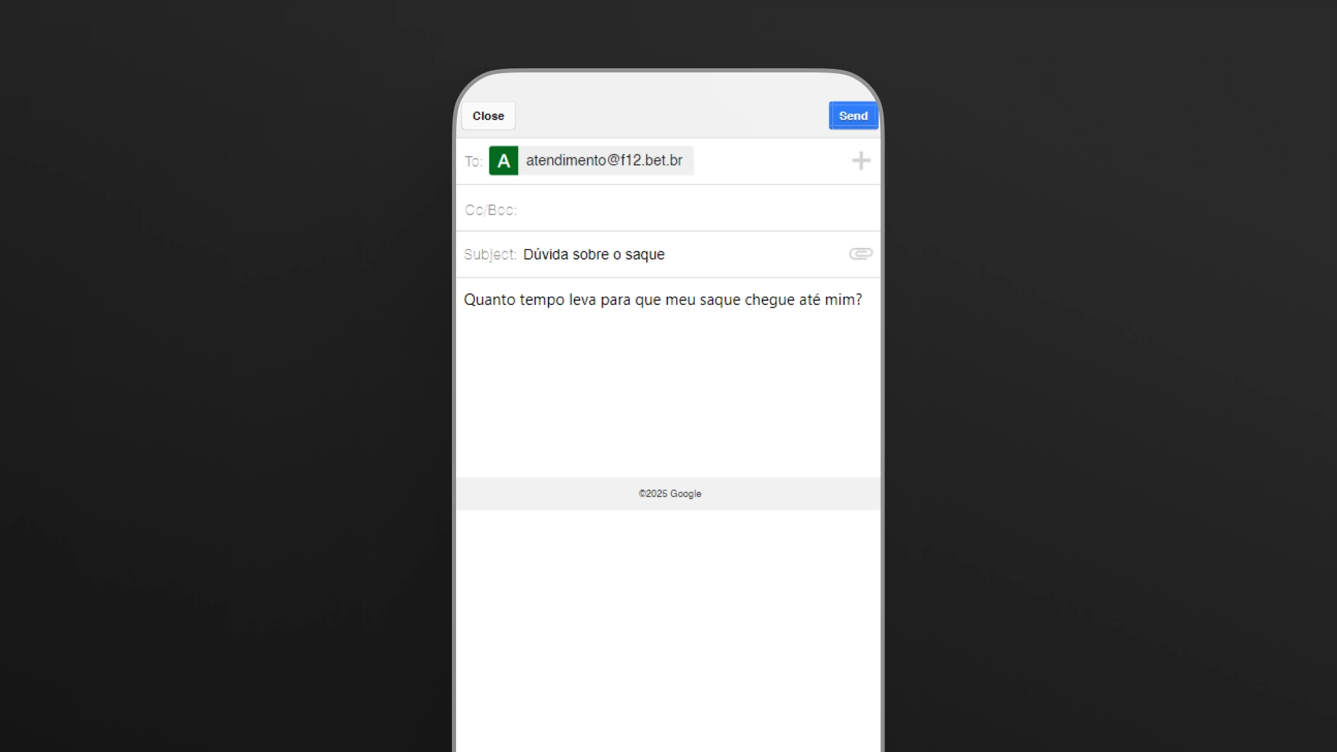 screenshot suporte email f12 bet