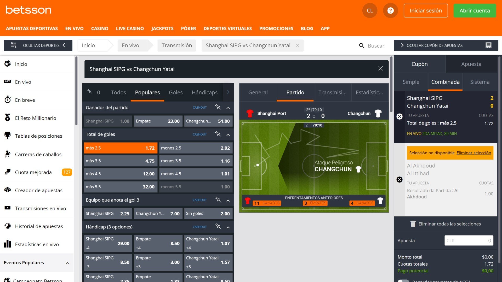 Screenshot betsson