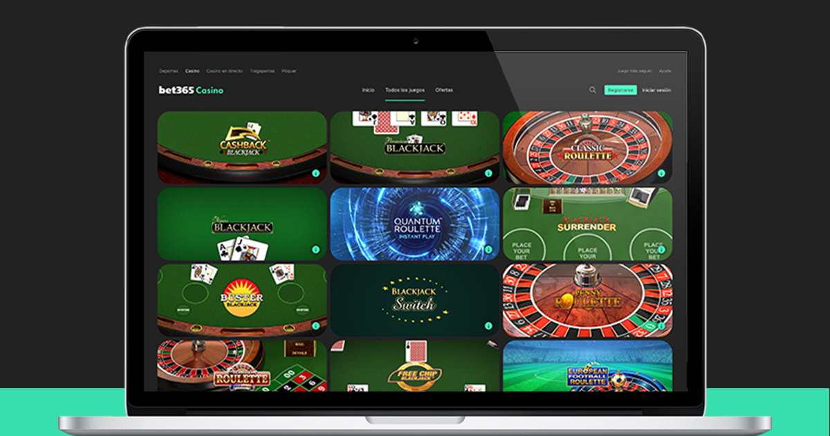 La imagen muestra el portátil abierto en el Casino Bet365