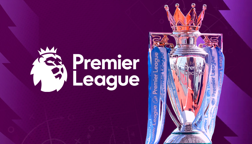 La imagen muestra un trofeo junto al logotipo de la Premier League.