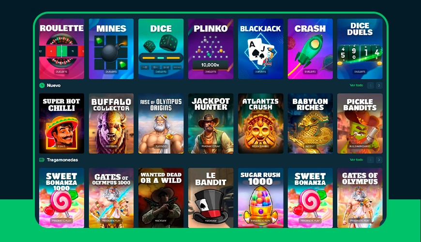 Imagen muestra la página del casino Duelbits