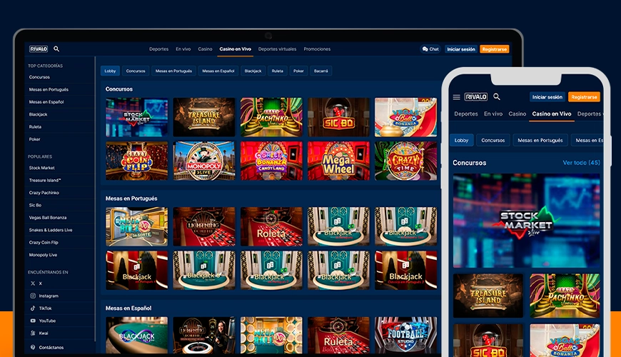 imagen ilustrativa mockup Casino en vivo rivalo