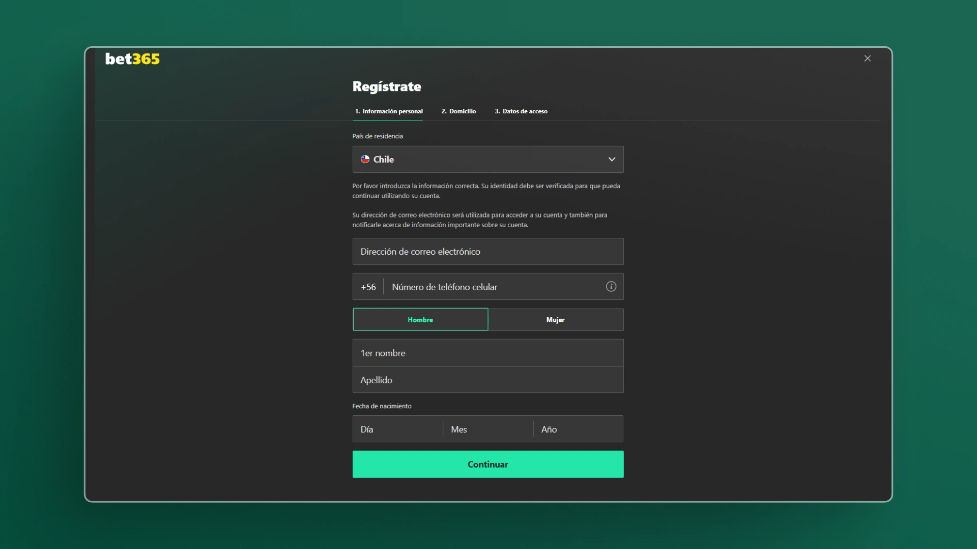 imagen registro bet365
