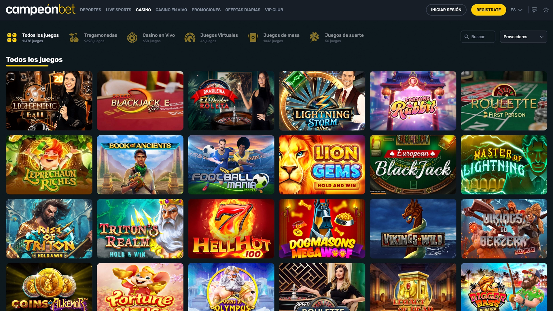 screenshot Campeon Bet Casino Games