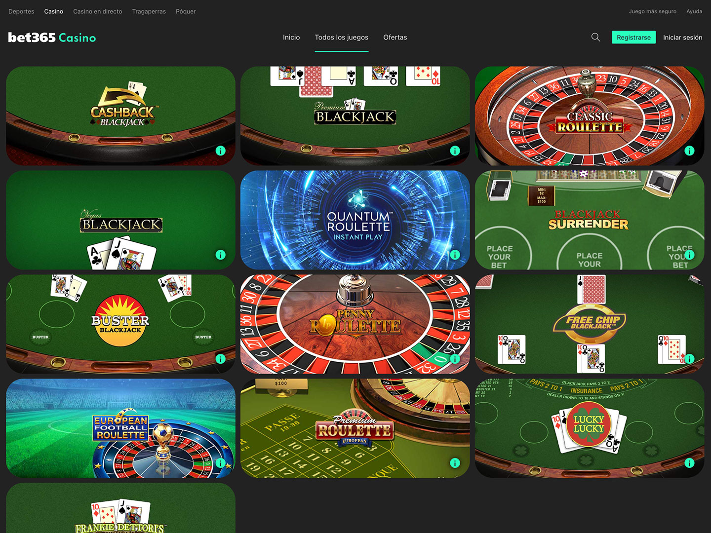 Captura de pantalla de Bet365 Casino