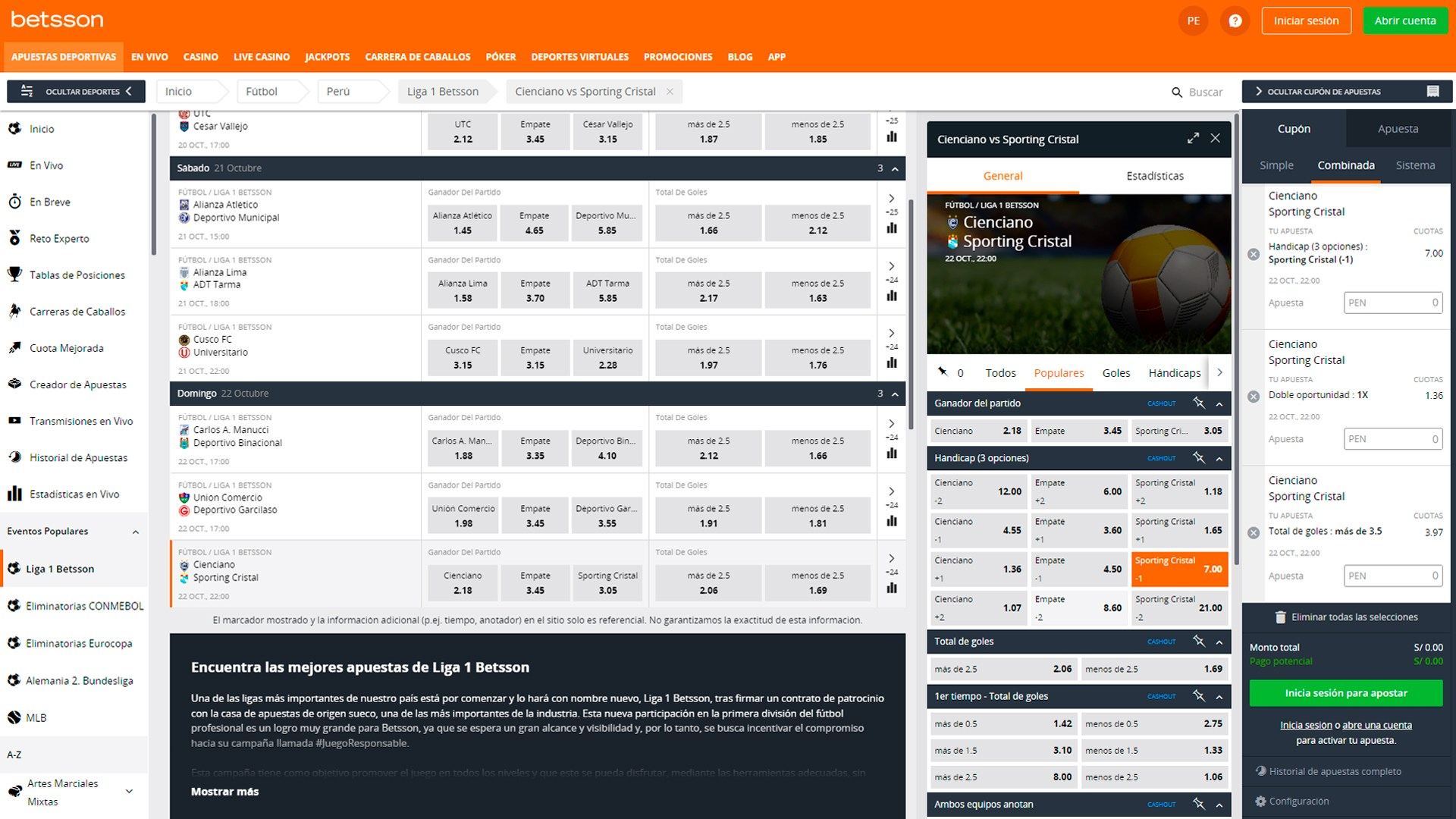 Screenshot betsson