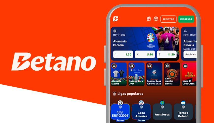 La imagen muestra un smartphone abierto en la página de apuestas de Betano