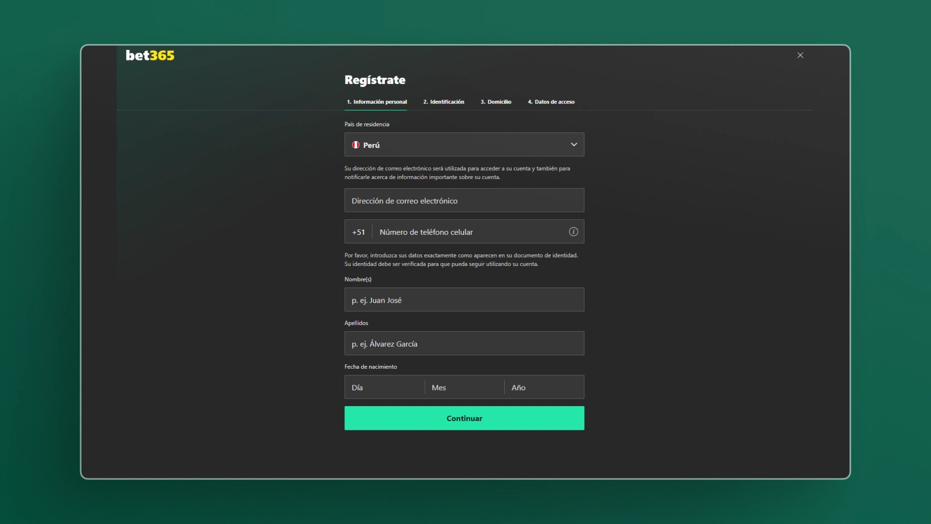 imagen registro bet365