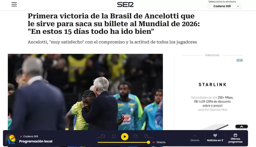 Caderna SER repercute vitória do Brasil