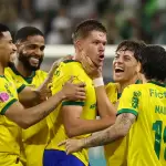 Time do Palmeiras comemora gol sobre o Red Bull Bragantino no Brasileirão 2025. Foto: Cesar Greco/Palmeiras