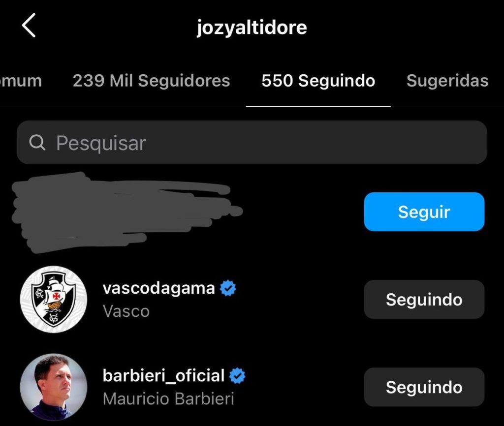 Altidore segue Vasco e Barbieri no Instagram
