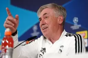 Real Madrid manager Carlo Ancelotti during a press conference at the Ciudad Real Madrid Training Centre, Madrid. Picture date: Monday May 8, 2023.