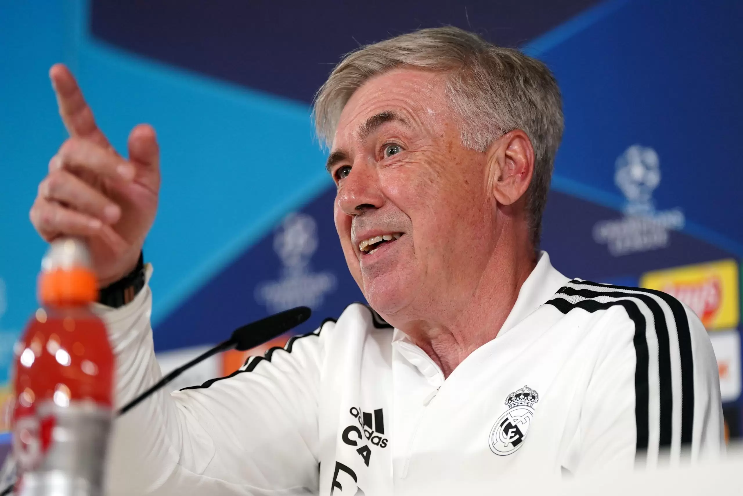 Real Madrid manager Carlo Ancelotti during a press conference at the Ciudad Real Madrid Training Centre, Madrid. Picture date: Monday May 8, 2023.