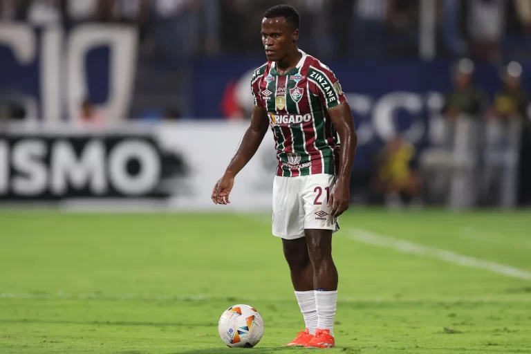 Jhon Arias, jogador do Fluminense. Foto: Marcelo, jogador do Fluminense. Foto: PRESSINPHOTO SPORTS AGENCY/Alamy Live News