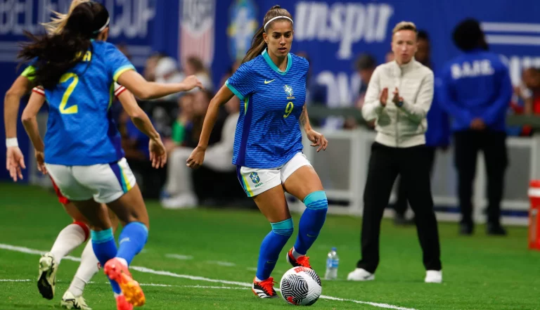 Seleção brasileira feminina na SheBelieves Cup 2024. Foto: Scott Coleman/ZUMA Press Wire/Alamy Stock Photo