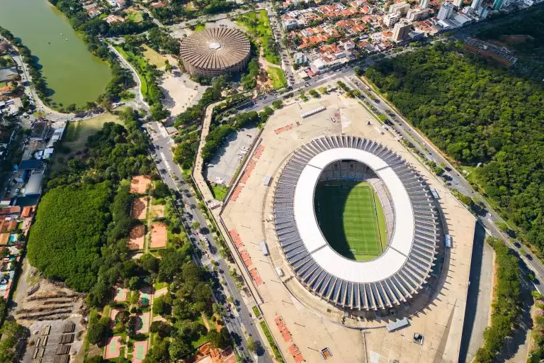 Imagem aerea do estádio Mineirão que recebe a partida entre Cruzeiro x Atlético-MG pelas quartas de final da Copa do Brasil, que decidirá quem ava