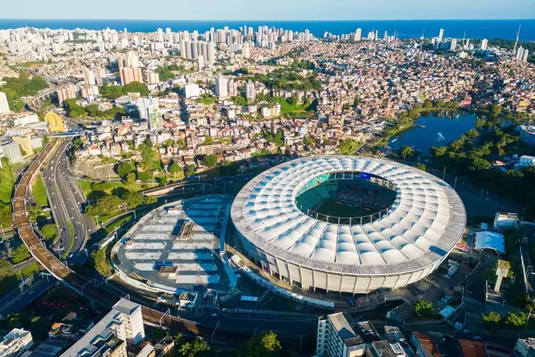 Foto aérea da Casa de Apostas Arena Fonte Nova, em Salvador