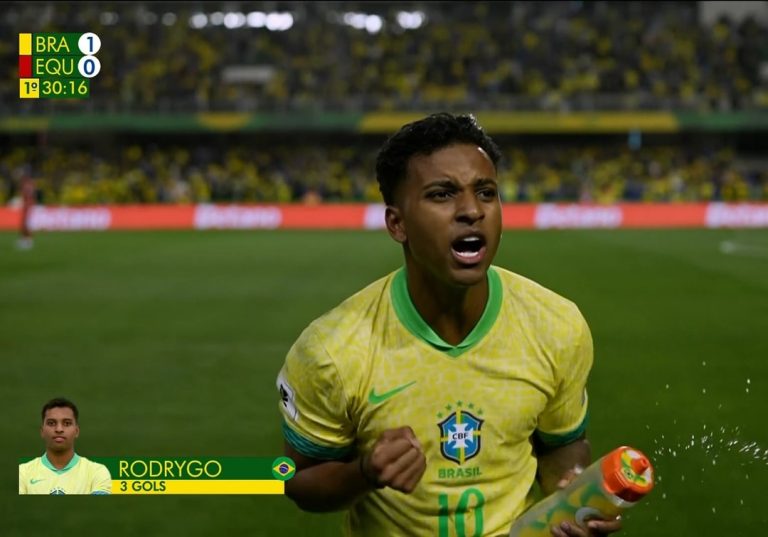 Gol de Rodrygo pela Seleção Brasileira