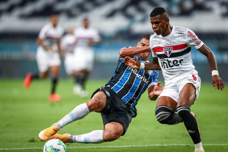 Grêmio e São Paulo, em campo pela Copa do Brasil de 2020