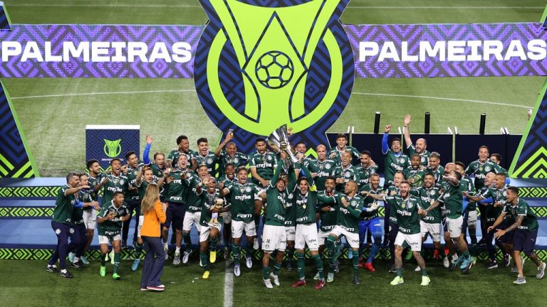 Palmeiras levanta a taça de brasileiro de 2022.