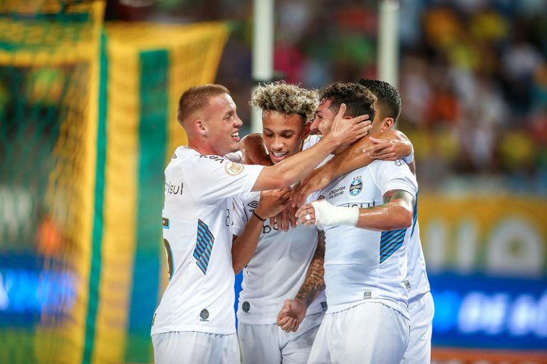 Grêmio em jogo contra o Cuiabá. Foto: LUCAS UEBEL/GREMIO FBPA