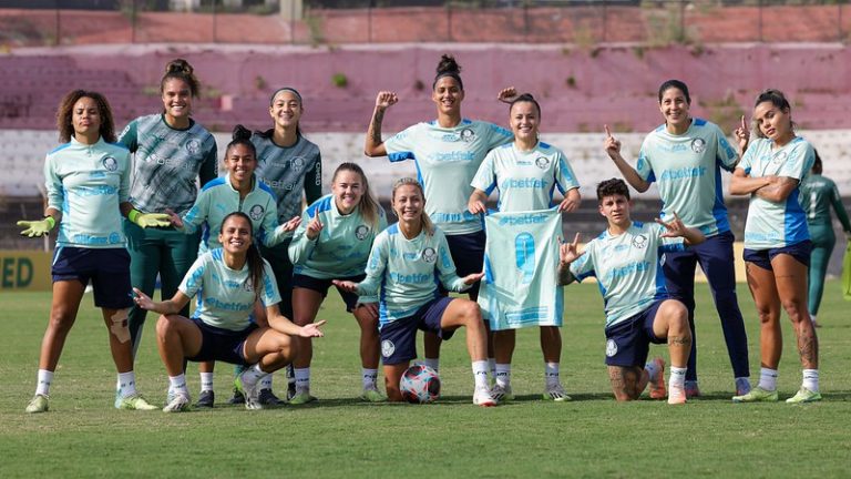 Parte do elenco do Palmeiras feminino. Foto: Paloma Cassiano/Palmeiras