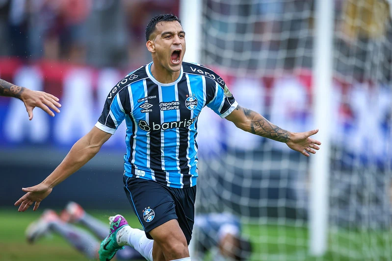 Franco Cristaldo, do Grêmio. Foto: Lucas Uebel/Grêmio FBPA