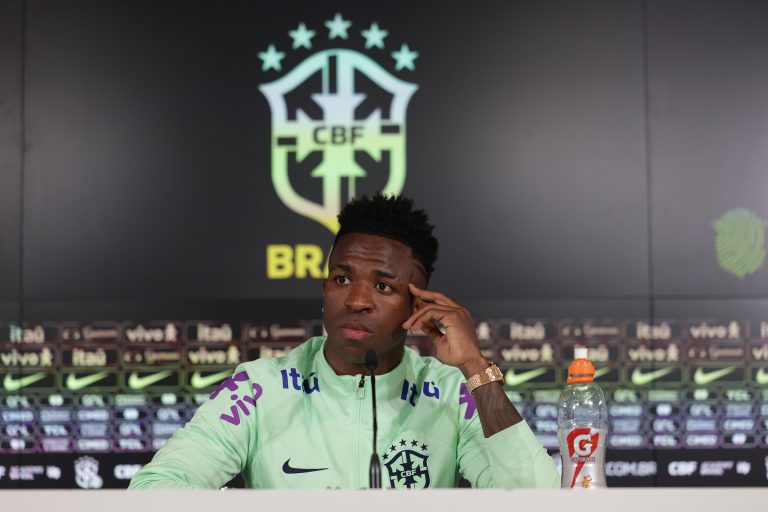 Vinícius Júnior, durante entrevista coletiva em Madri