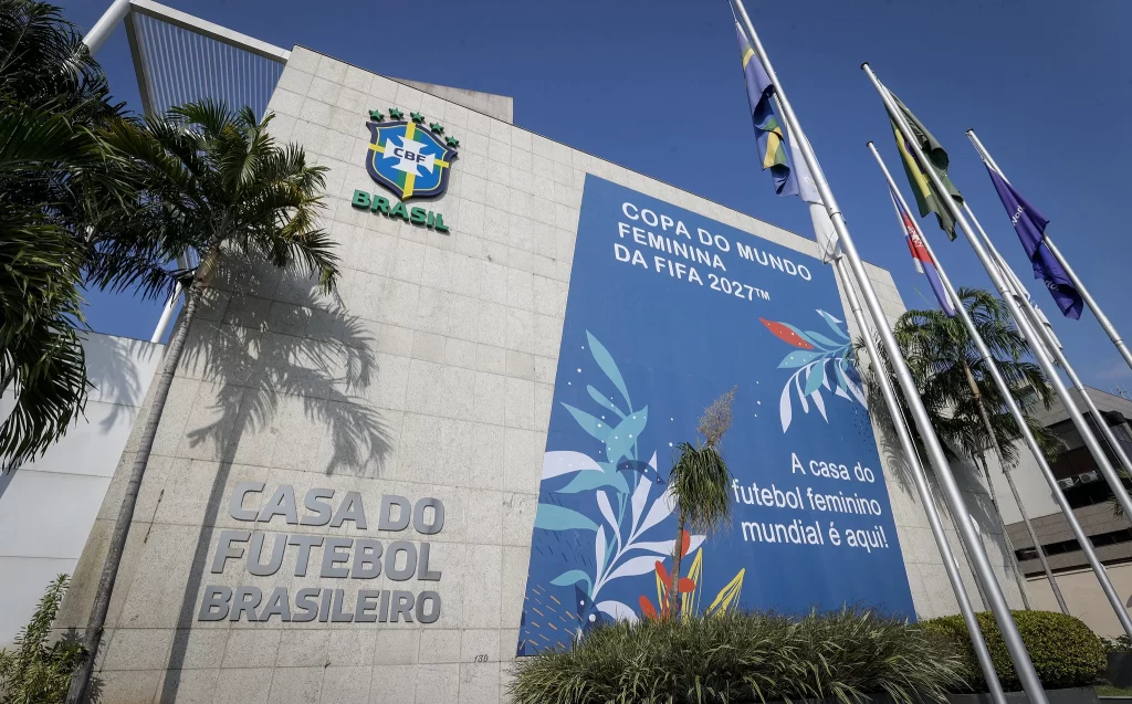 Fachada da CBF em homenagem a Copa do Mundo Feminina da FIFA 2027 no Brasil. Foto: Joilson Marconne/CBF