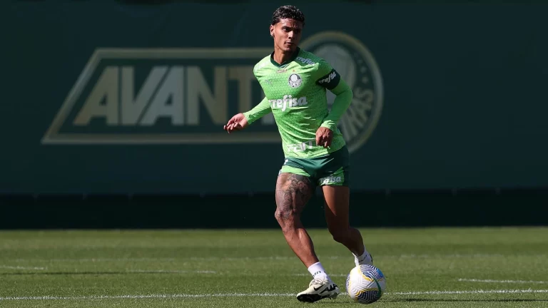 Richard Ríos, volante do Palmeiras. Foto: Cesar Greco/Palmeiras