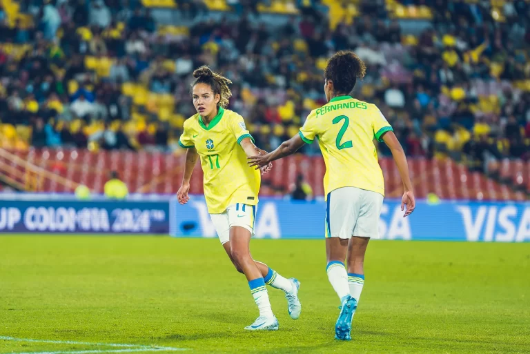 Seleção brasileira feminina sub-20 na Copa do Mundo da categoria, em 2024. Foto: Fabio Souza/CBF