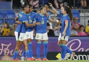 Jogadoras da seleção brasileira em amistoso contra a Austrália. Foto: Rafael Ribeiro/CBF