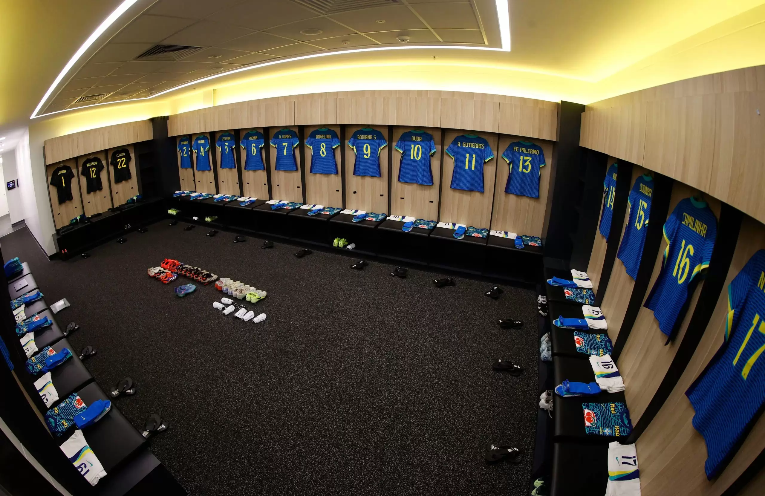Vestiário da Seleção Brasileira Feminina, antes de amistoso contra a Austrália. Foto: Rafael Ribeiro/CBF