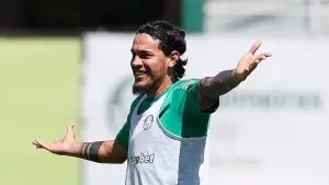 Gustavo Gómez, zagueiro do Palmeiras, durante treino na Academia de Futebol. Foto: Cesar Greco/Palmeiras