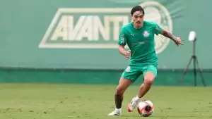 Maurício, do Palmeiras, treina na Academia de Futebol. 2025. Foto: Cesar Greco/Palmeiras