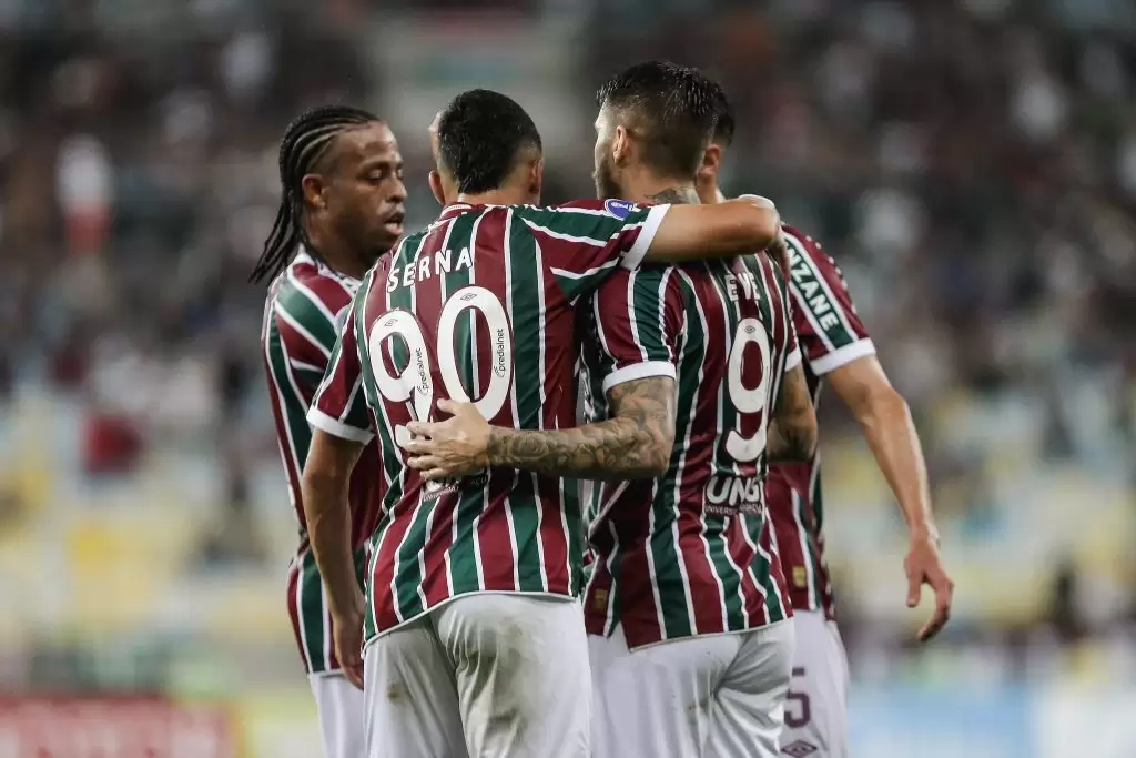 Time do Fluminense comemora gol no jogo Fluminense x GV San José-BOL, pela Sul-Americana 2025. Foto: LUCAS MERÇON/FLUMINENSE F.C.