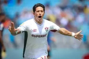 German Cano comemora gol pelo Fluminense contra a Internazionale, nas oitavas de final da Copa do Mundo de Clubes da Fifa 2025. Foto: MARCELO GONÇALV