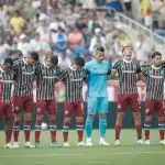 Time do Fluminense antes do jogo contra o Al-Hilal, nas quartas do Mundial de Clubes 2025. Foto: MARCELO GONÇALVES/FLUMINENSE F.C.