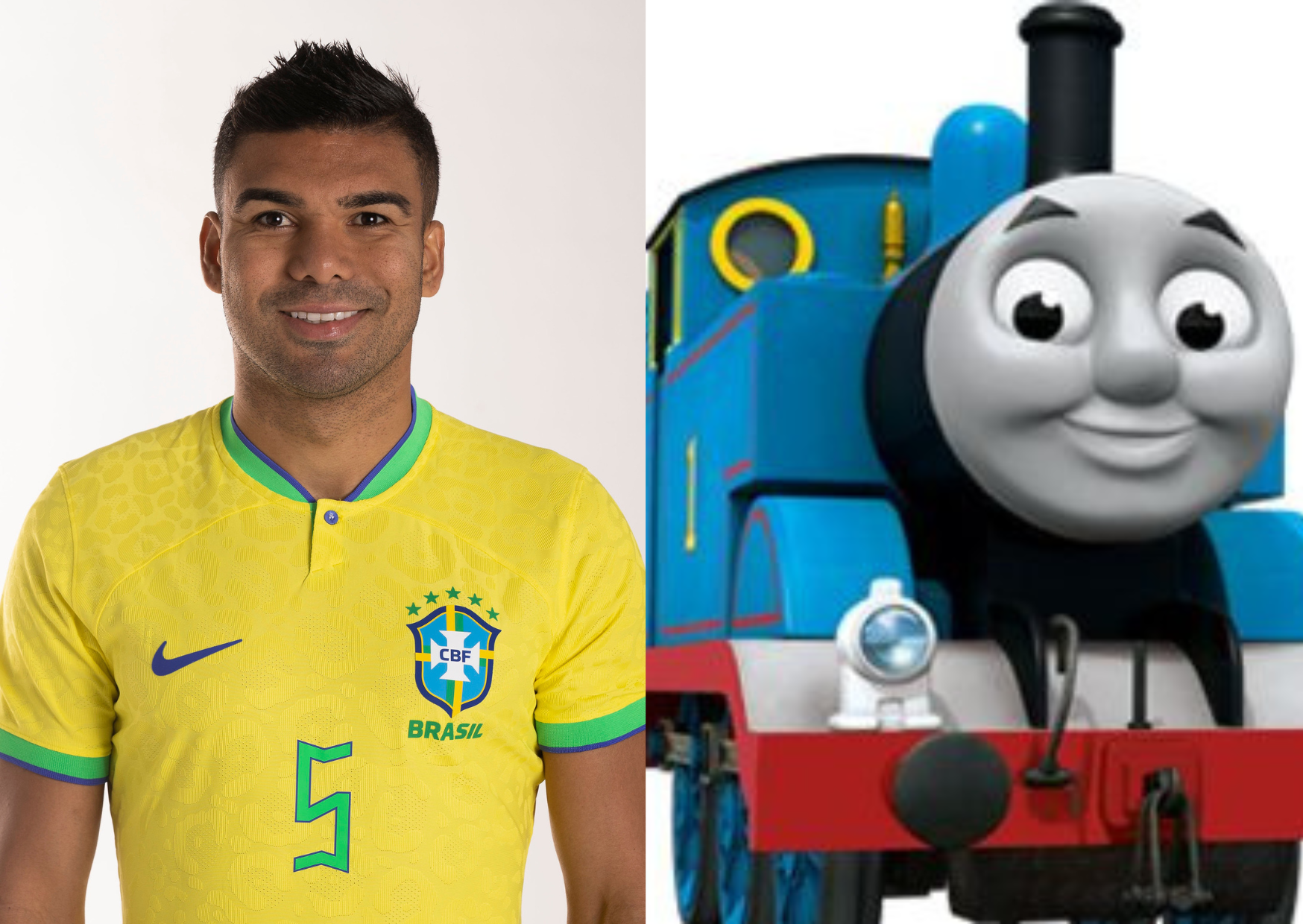 Internet aponta que Casemiro é parecido com o trem Thomas. Foto: Lucas Figueiredo/CBF