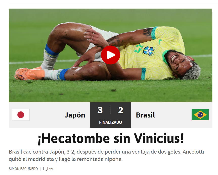 Derrota Seleção Brasileira contra o Japão