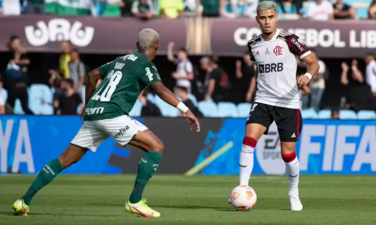 Flamengo x Palmeiras em campo pela Libertadores em 2021